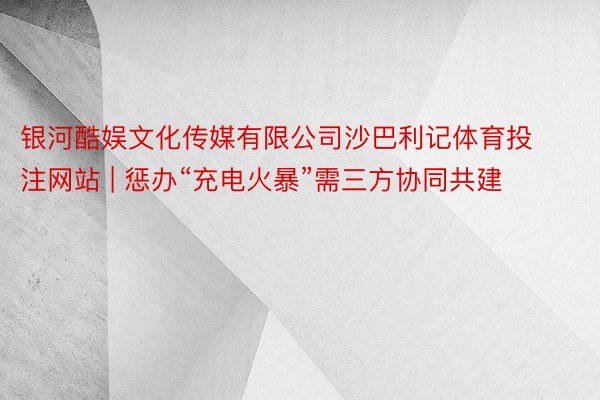 银河酷娱文化传媒有限公司沙巴利记体育投注网站 | 惩办“充电火暴”需三方协同共建