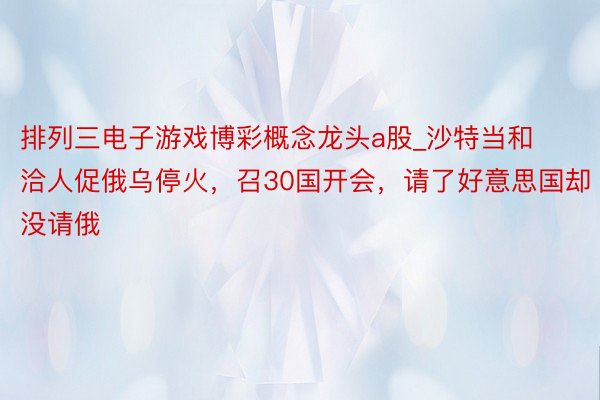 排列三电子游戏博彩概念龙头a股_沙特当和洽人促俄乌停火，召30国开会，请了好意思国却没请俄